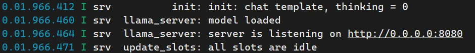 [Screenshot: Server listening on port 8080]